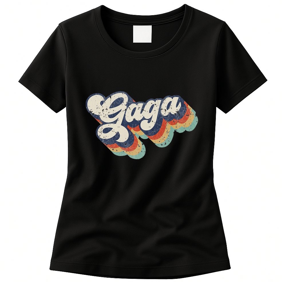 Retro Cute Gaga For Grandma Best Gaga Ever MotherS Day Womens T-Shirt