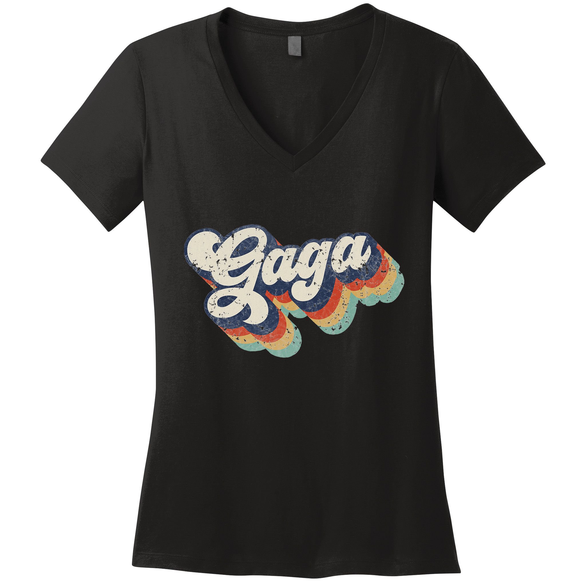 Retro Cute Gaga For Grandma Best Gaga Ever MotherS Day Women's V-Neck T-Shirt