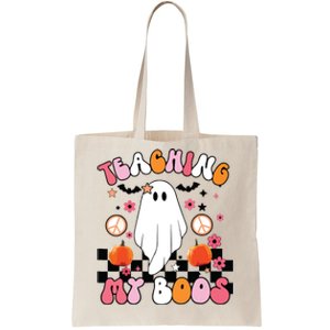 Retro Cute Ghost Teaching My Boos Funny Teacher Halloween Tote Bag