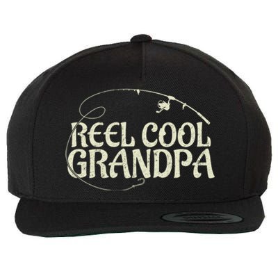 Reel Cool Grandpa Dad Grandpa Funny Fishing Gift Wool Snapback Cap