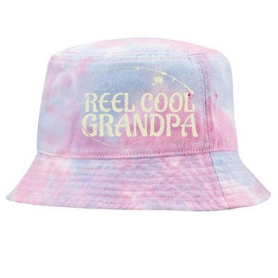 Reel Cool Grandpa Dad Grandpa Funny Fishing Gift Tie-Dyed Bucket Hat