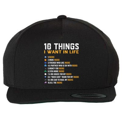 Rock Collector Geologist Joke For Geode Hunter Rockhounding Wool Snapback Cap