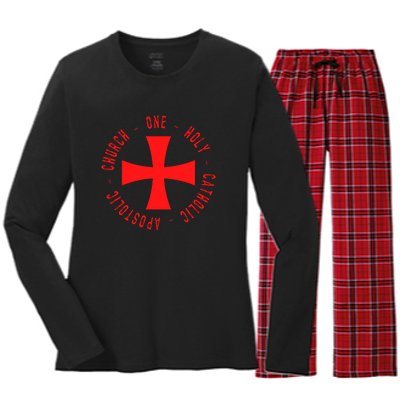 Roman Catholic Gift One Holy Apostolic Church Women's Long Sleeve Flannel Pajama Set 