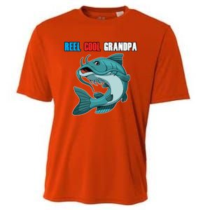 Reel Cool Grandpa Funny Gift Fathers Day Fishing Gift Cooling Performance Crew T-Shirt