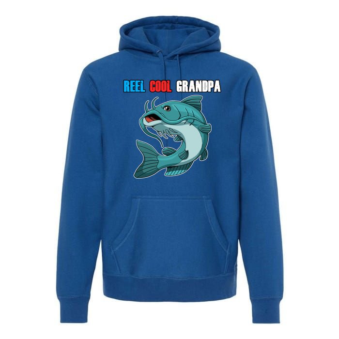 Reel Cool Grandpa Funny Gift Fathers Day Fishing Gift Premium Hoodie