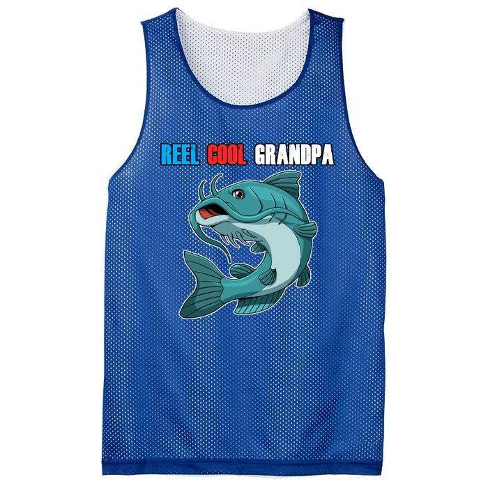 Reel Cool Grandpa Funny Gift Fathers Day Fishing Gift Mesh Reversible Basketball Jersey Tank