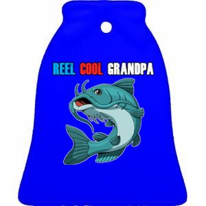 Reel Cool Grandpa Funny Gift Fathers Day Fishing Gift Ceramic Bell Ornament