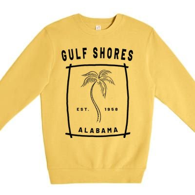 Retro Cool Gulf Shores Alabama Palm Tree Novelty Art Premium Crewneck Sweatshirt