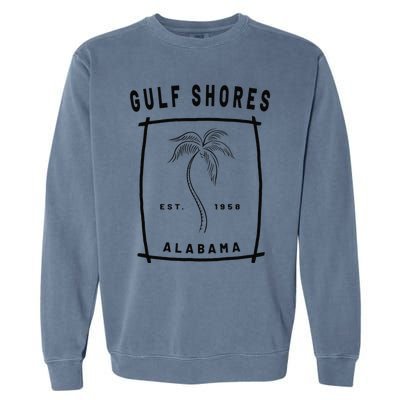 Retro Cool Gulf Shores Alabama Palm Tree Novelty Art Garment-Dyed Sweatshirt