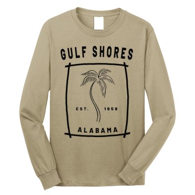 Retro Cool Gulf Shores Alabama Palm Tree Novelty Art Long Sleeve Shirt