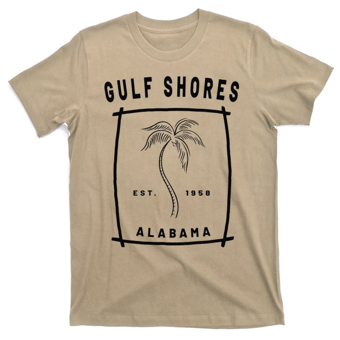 Retro Cool Gulf Shores Alabama Palm Tree Novelty Art T-Shirt