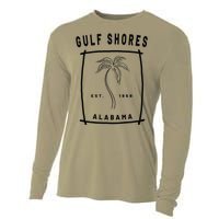 Retro Cool Gulf Shores Alabama Palm Tree Novelty Art Cooling Performance Long Sleeve Crew