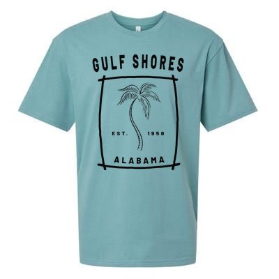 Retro Cool Gulf Shores Alabama Palm Tree Novelty Art Sueded Cloud Jersey T-Shirt