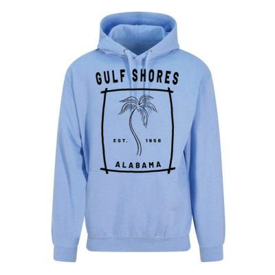 Retro Cool Gulf Shores Alabama Palm Tree Novelty Art Unisex Surf Hoodie