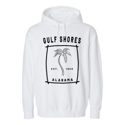 Retro Cool Gulf Shores Alabama Palm Tree Novelty Art Garment-Dyed Fleece Hoodie