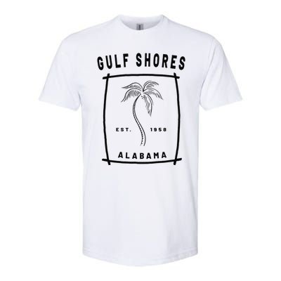 Retro Cool Gulf Shores Alabama Palm Tree Novelty Art Softstyle CVC T-Shirt