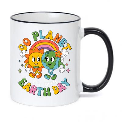 Retro Cartoon Go Planet Its Your Earth Day 11oz Black Color Changing Mug