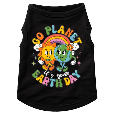 Retro Cartoon Go Planet Its Your Earth Day Doggie Tank