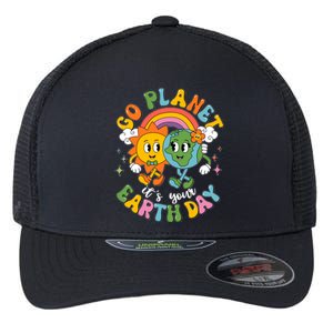 Retro Cartoon Go Planet Its Your Earth Day Flexfit Unipanel Trucker Cap