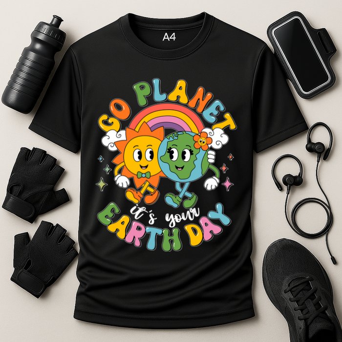 Retro Cartoon Go Planet Its Your Earth Day Performance Shirt