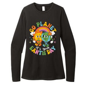 Retro Cartoon Go Planet Its Your Earth Day Womens CVC Long Sleeve Shirt