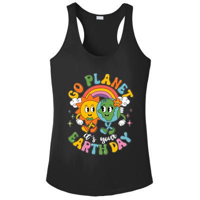 Retro Cartoon Go Planet Its Your Earth Day Ladies PosiCharge Competitor Racerback Tank