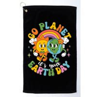 Retro Cartoon Go Planet Its Your Earth Day Golf Towel