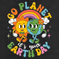 Retro Cartoon Go Planet Its Your Earth Day Golf Towel