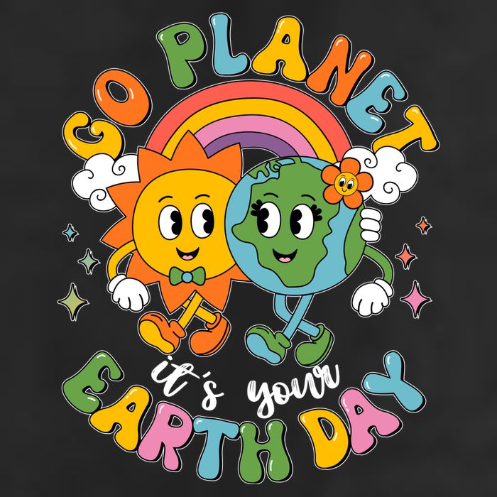 Retro Cartoon Go Planet Its Your Earth Day Golf Towel