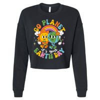 Retro Cartoon Go Planet Its Your Earth Day Cropped Pullover Crew