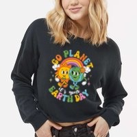 Retro Cartoon Go Planet Its Your Earth Day Cropped Pullover Crew