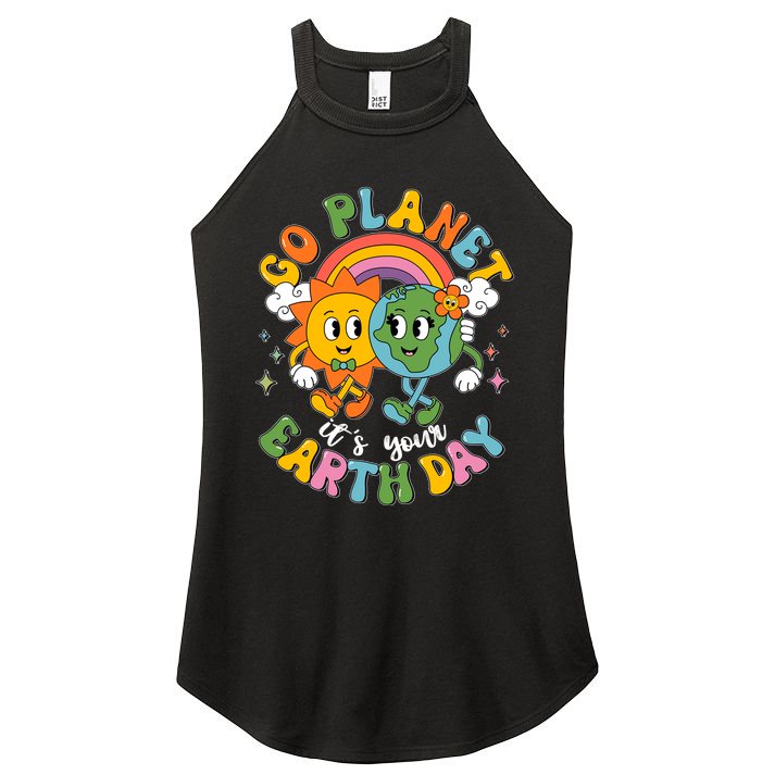 Retro Cartoon Go Planet Its Your Earth Day Women's Perfect Tri Rocker Tank
