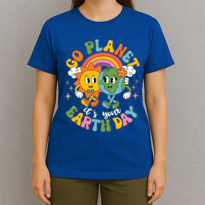 Retro Cartoon Go Planet Its Your Earth Day T-Shirt