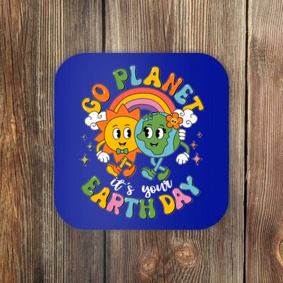 Retro Cartoon Go Planet Its Your Earth Day Coaster