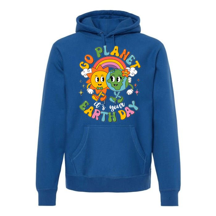 Retro Cartoon Go Planet Its Your Earth Day Premium Hoodie