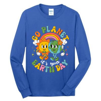 Retro Cartoon Go Planet Its Your Earth Day Tall Long Sleeve T-Shirt