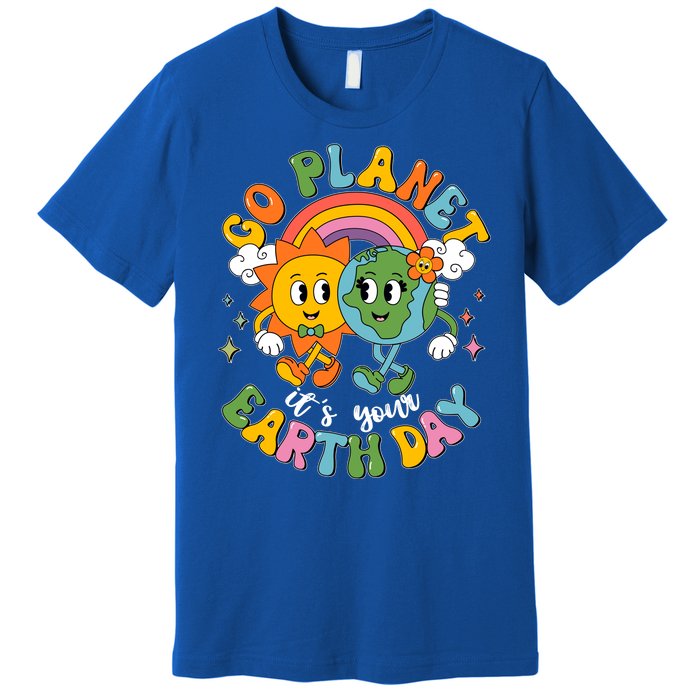 Retro Cartoon Go Planet Its Your Earth Day Premium T-Shirt