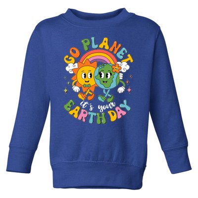 Retro Cartoon Go Planet Its Your Earth Day Toddler Sweatshirt