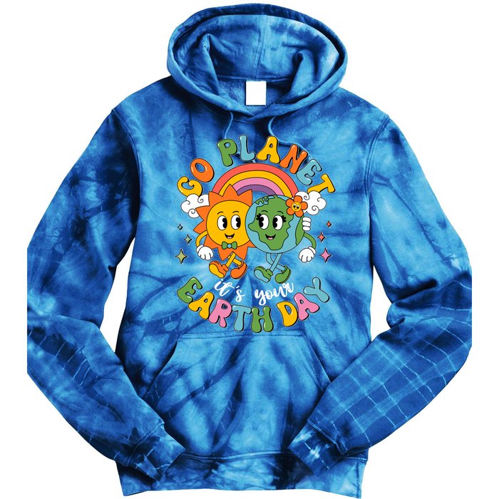 Retro Cartoon Go Planet Its Your Earth Day Tie Dye Hoodie