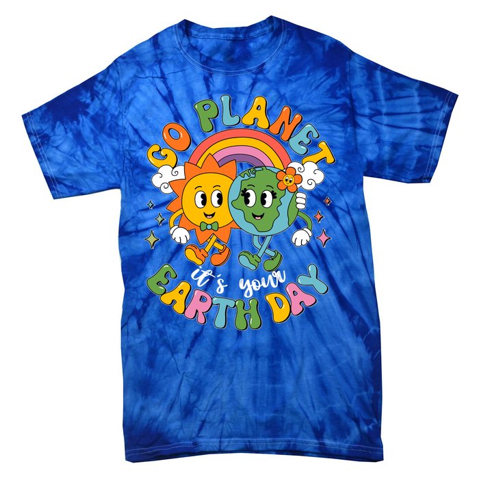 Retro Cartoon Go Planet Its Your Earth Day Tie-Dye T-Shirt