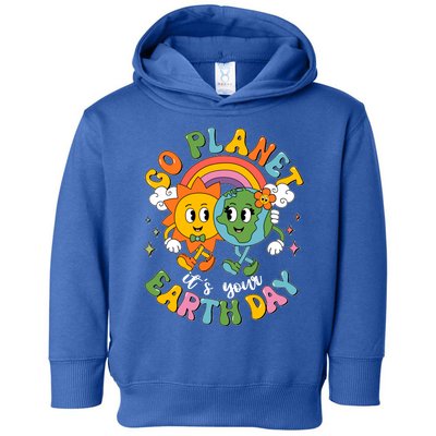 Retro Cartoon Go Planet Its Your Earth Day Toddler Hoodie