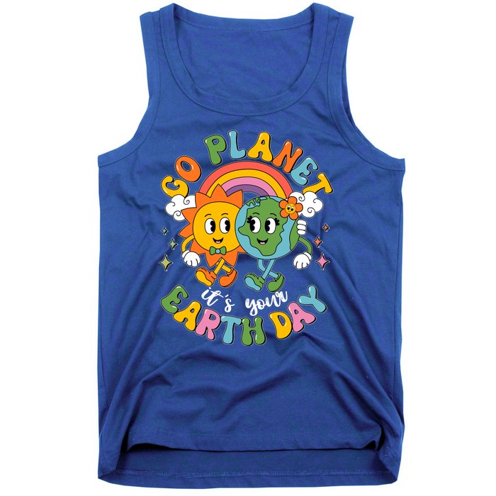 Retro Cartoon Go Planet Its Your Earth Day Tank Top