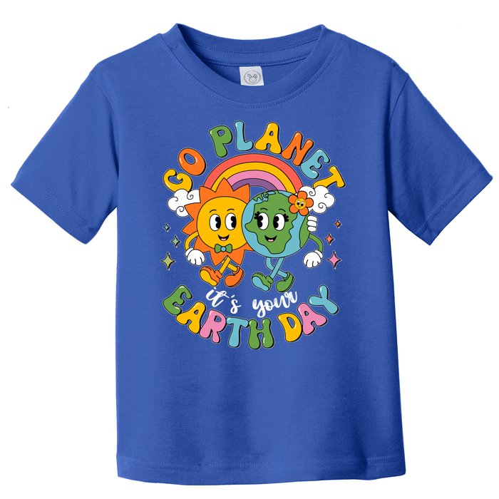 Retro Cartoon Go Planet Its Your Earth Day Toddler T-Shirt