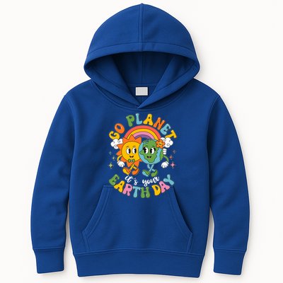 Retro Cartoon Go Planet Its Your Earth Day Kids Hoodie