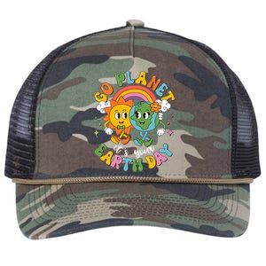 Retro Cartoon Go Planet Its Your Earth Day Retro Rope Trucker Hat Cap