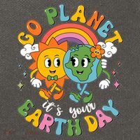 Retro Cartoon Go Planet Its Your Earth Day Cotton Canvas Backpack