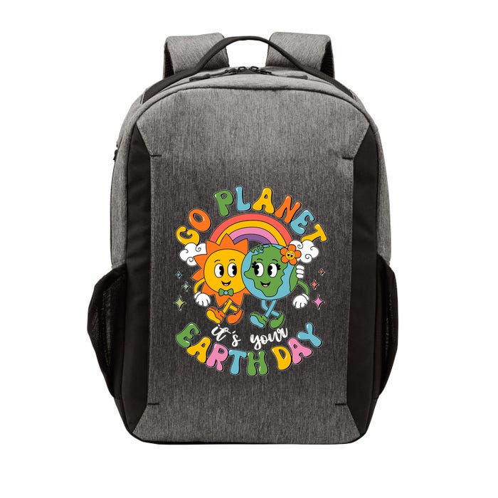 Retro Cartoon Go Planet Its Your Earth Day Vector Backpack