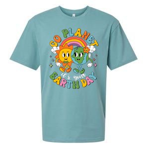 Retro Cartoon Go Planet Its Your Earth Day Sueded Cloud Jersey T-Shirt