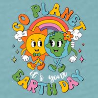 Retro Cartoon Go Planet Its Your Earth Day Sueded Cloud Jersey T-Shirt