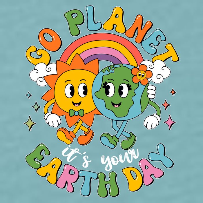 Retro Cartoon Go Planet Its Your Earth Day Sueded Cloud Jersey T-Shirt